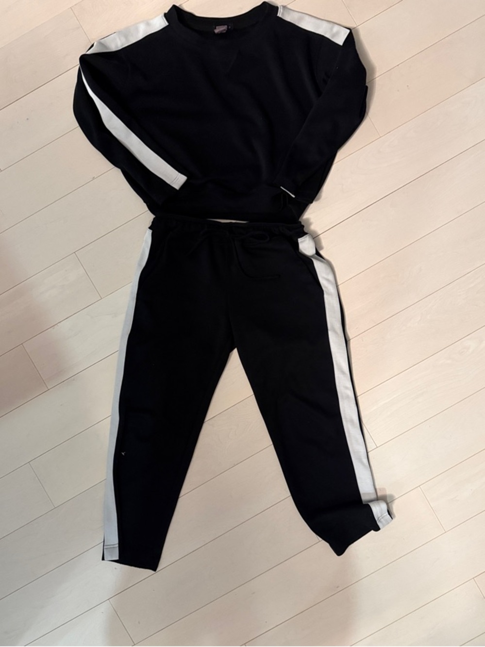 Women's Black Track Pants with White Side Stripe